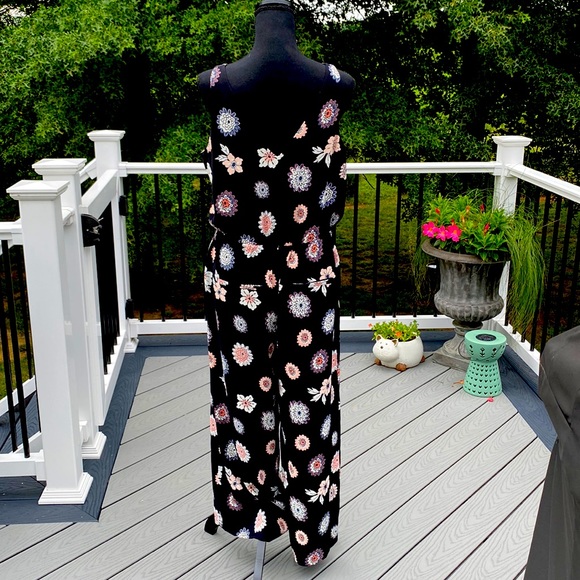 LOFT Floral Wide Leg Jumpsuit - Black and Pink - Picture 7 of 14